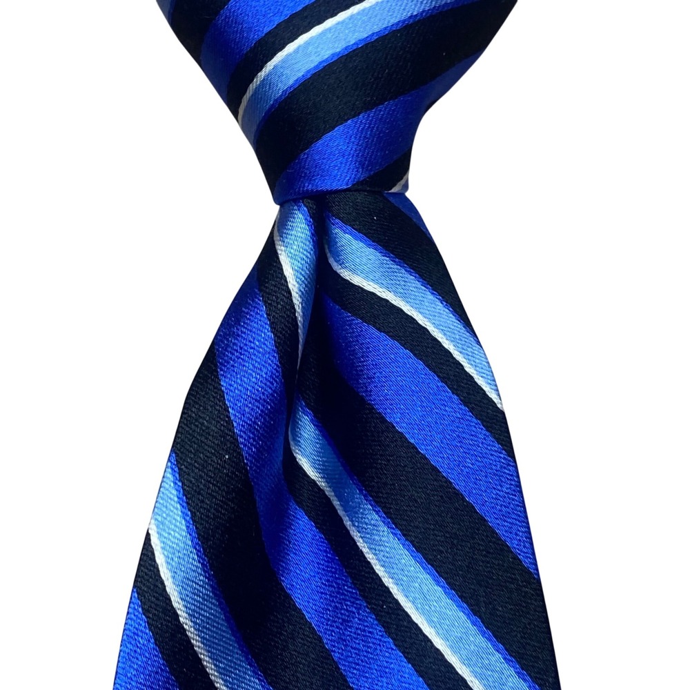 Corsini Silk Seven Fold Necktie Mens Blue Striped Luxury Formal Business Tie‎